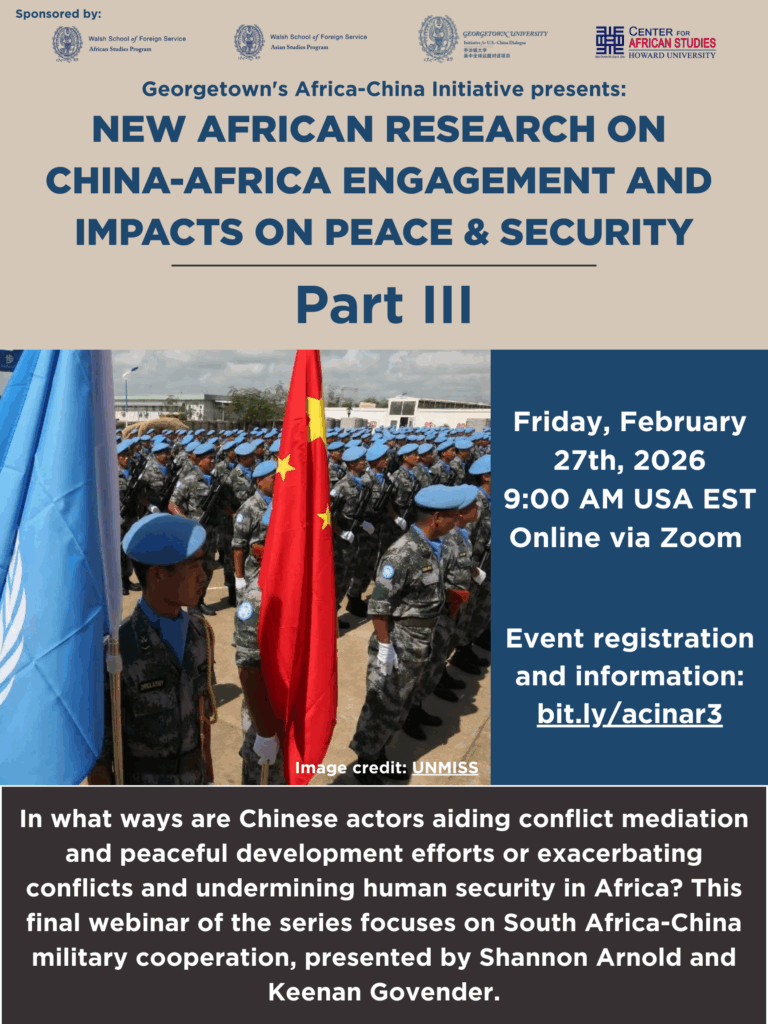 Promotional flyer for "New African Research on China-Africa Engagement and Impacts on Peace & Security: Part III."